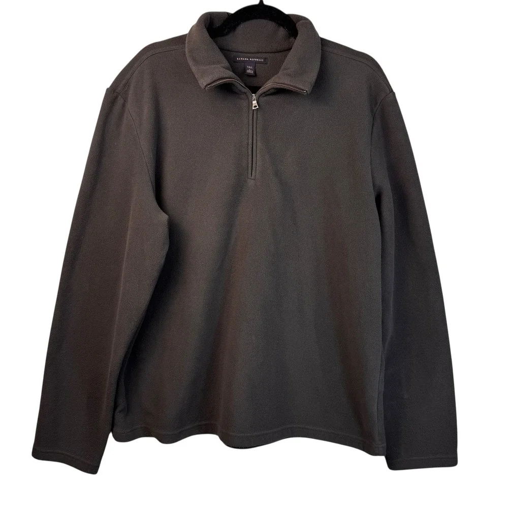 Banana Republic‎ Fleece Pullover Large Tall Olive Green Quarter Zip